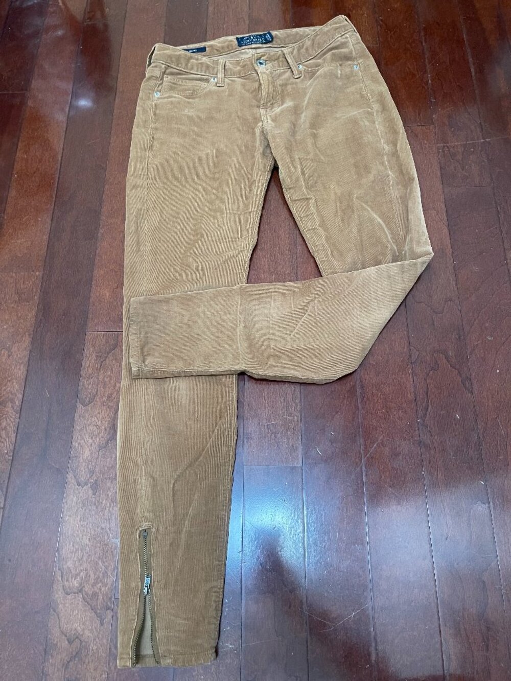 Lucky Brand Lolita Brown Corduroy Mid Rise Moto Ankle Zip Skinny Pants 00/24